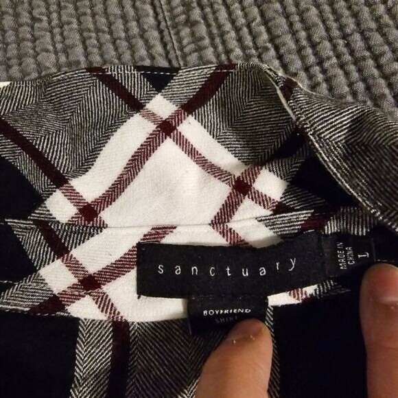 Sanctuary Plaid Boyfriend Shirt - Size‎ Large - Picture 6 of 6